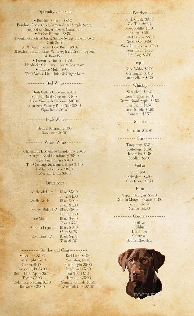 Hucks Tavern - Coshocton, OH menu_pic