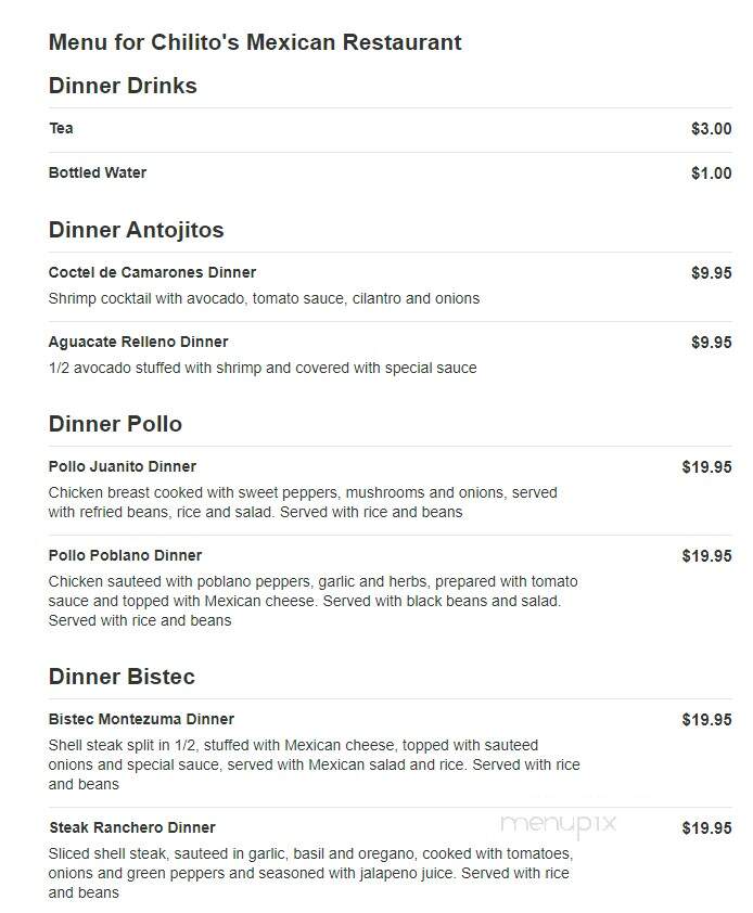 Chilito's - Suffern, NY menu_pic
