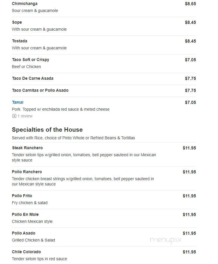 Guadalajara Restaurant - Othello, WA menu_pic