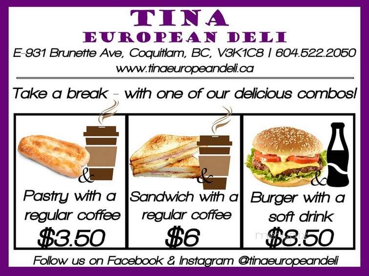 Tina European Deli - Coquitlam, BC menu_pic