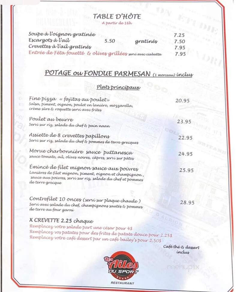 Restaurant Les Ailes De L'Ouest - Louiseville, QC menu_pic