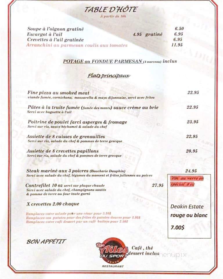 Restaurant Les Ailes De L'Ouest - Louiseville, QC menu_pic