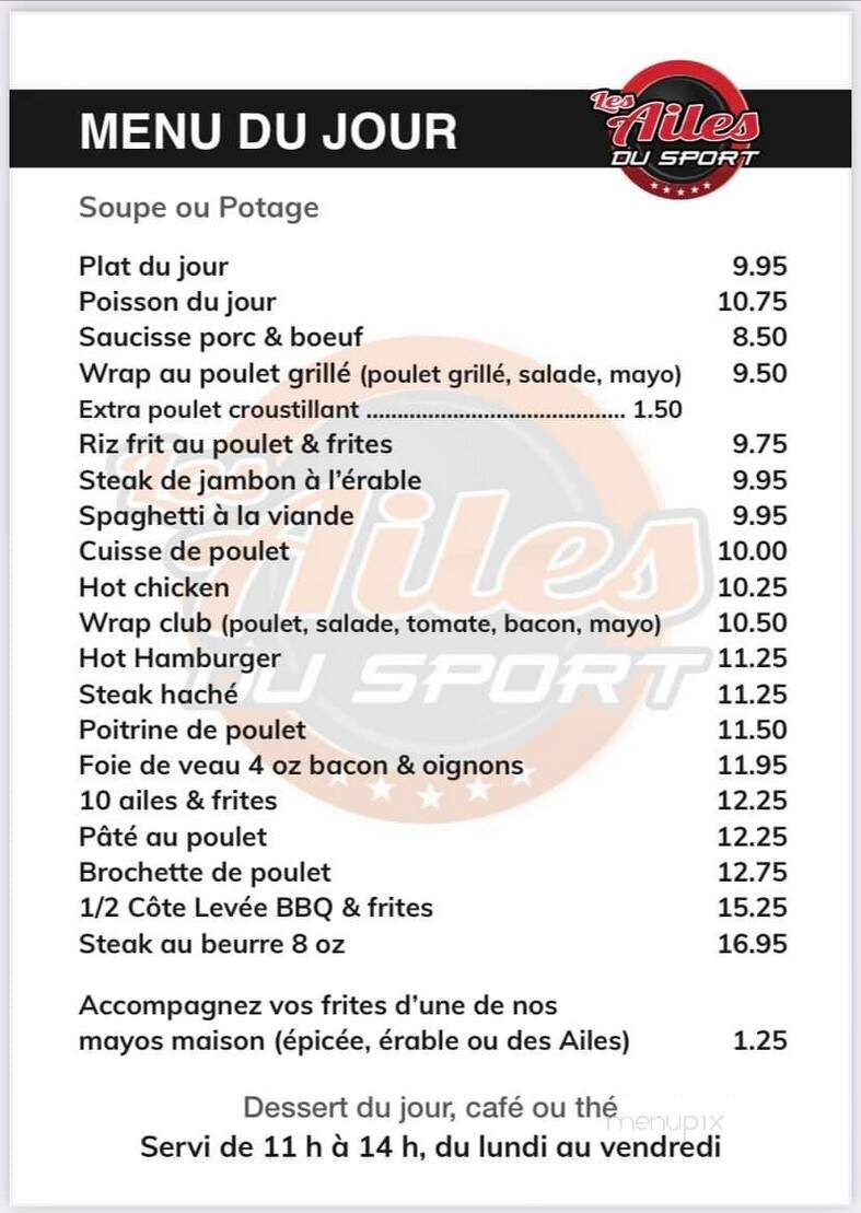 Restaurant Les Ailes De L'Ouest - Louiseville, QC menu_pic