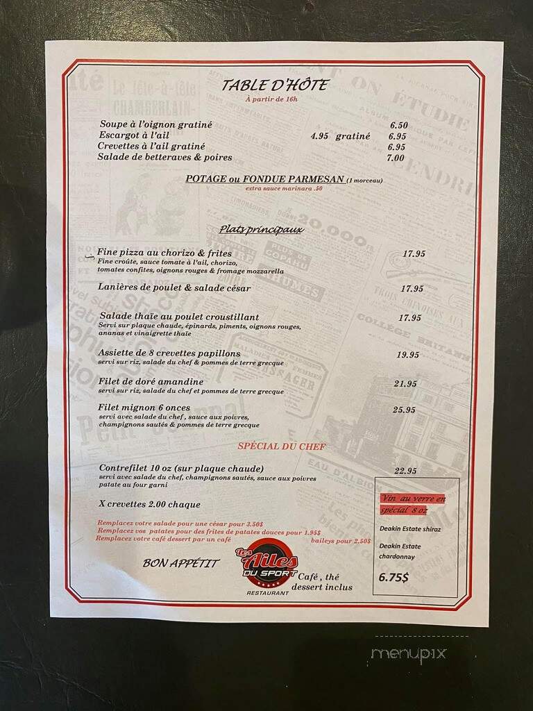 Restaurant Les Ailes De L'Ouest - Louiseville, QC menu_pic