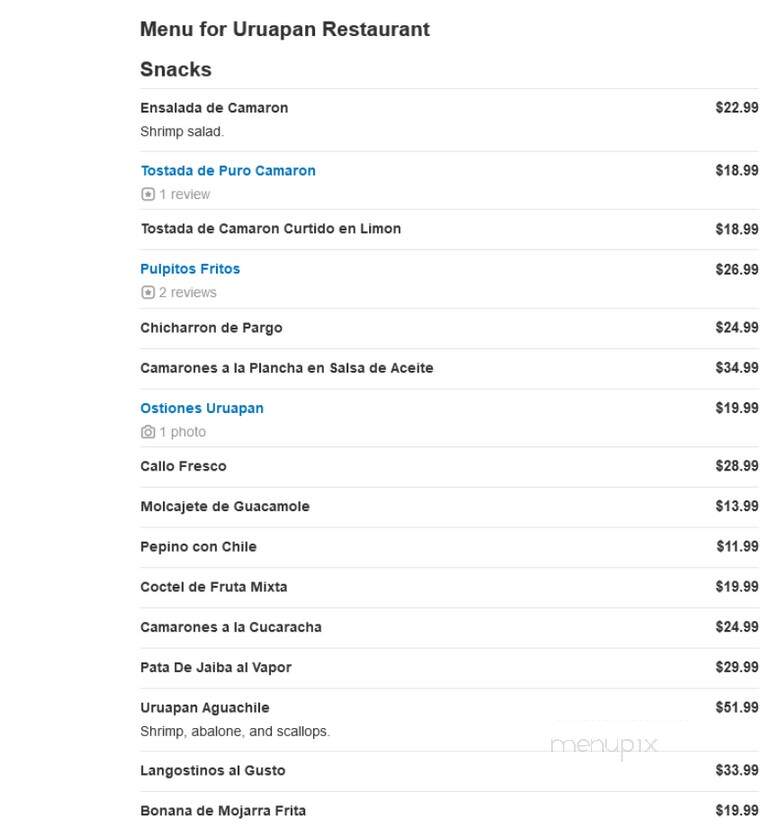 Uruapan Restaurant - Baldwin Park, CA menu_pic
