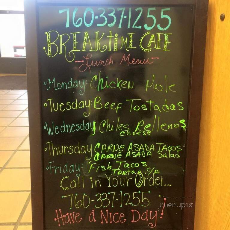 Breaktime Cafe - El Centro, CA menu_pic