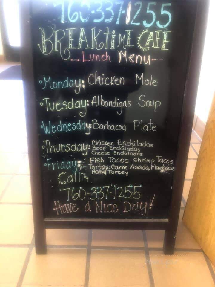 Breaktime Cafe - El Centro, CA menu_pic