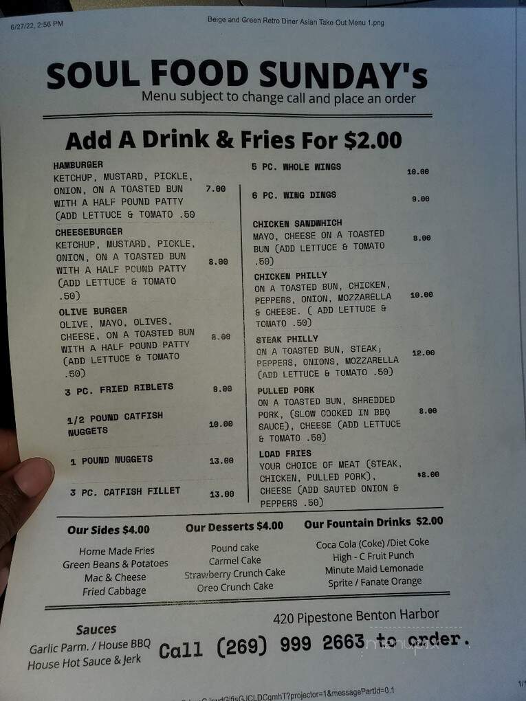 Just Like Momma's - Benton Harbor, MI menu_pic