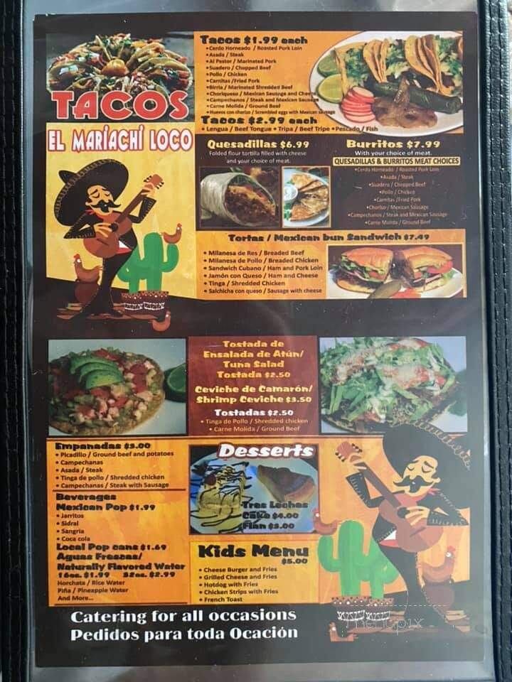 Tacos El Mariachi Loco - Ann Arbor, MI menu_pic