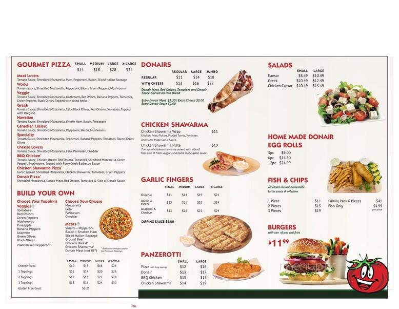 Freddie's Pizza & Donair - Saint John, NB menu_pic