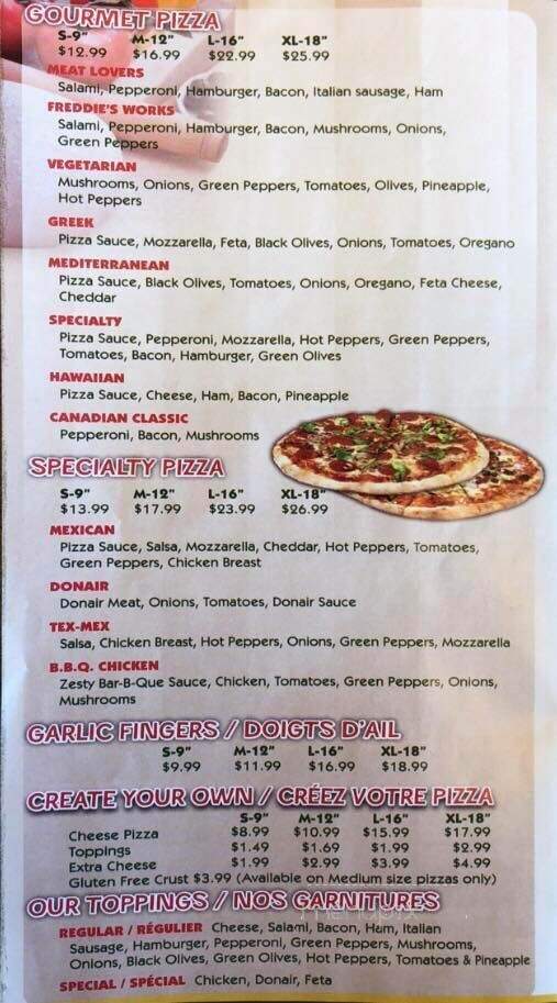 Freddie's Pizza & Donair - Saint John, NB menu_pic