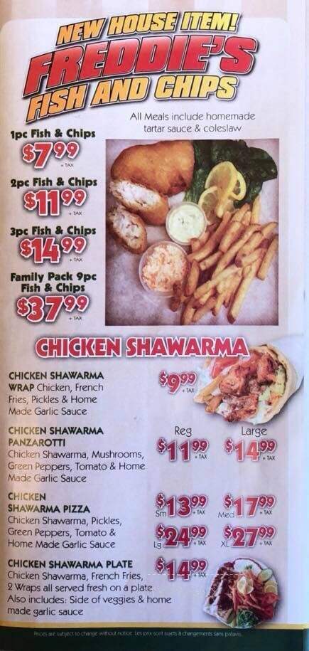 Freddie's Pizza & Donair - Saint John, NB menu_pic