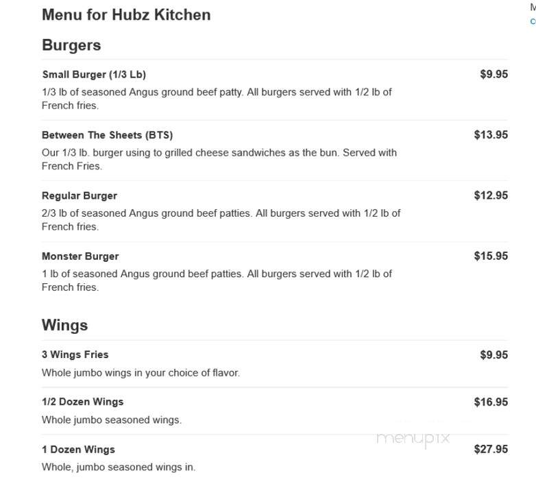 Hubz Kitchen - New Kensington, PA menu_pic
