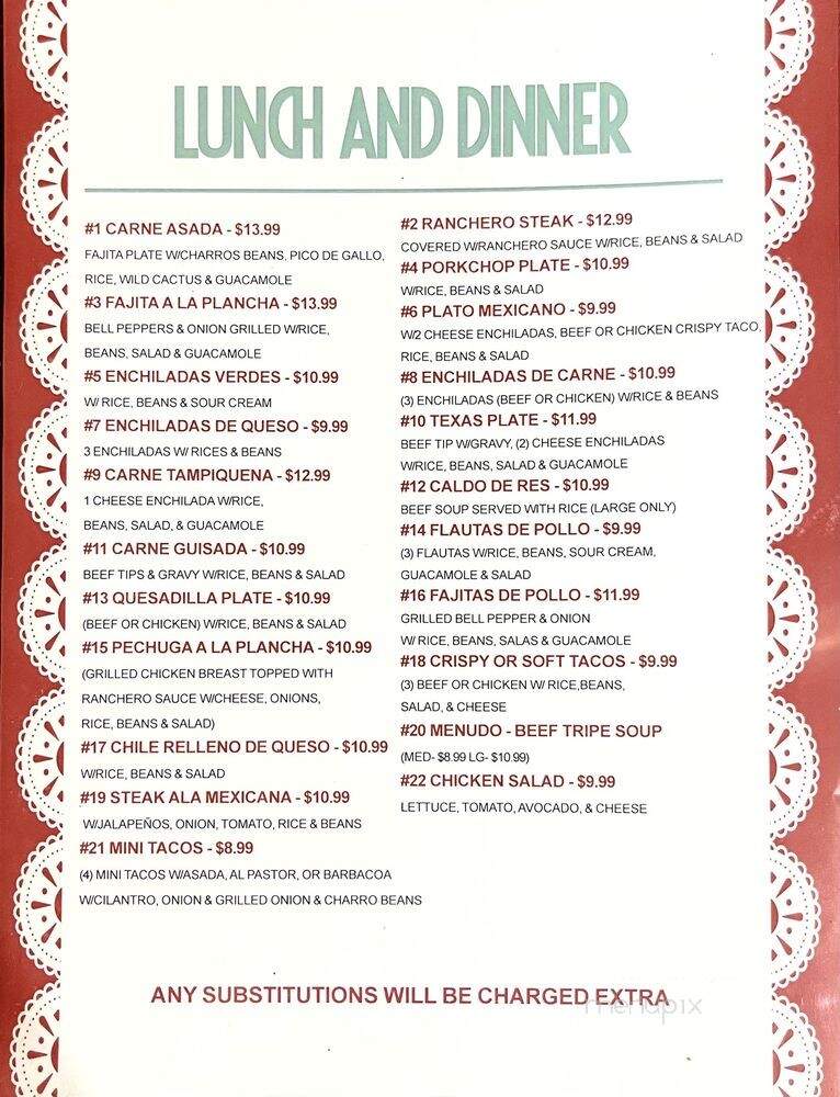 Nuestro Mexico - San Antonio, TX menu_pic