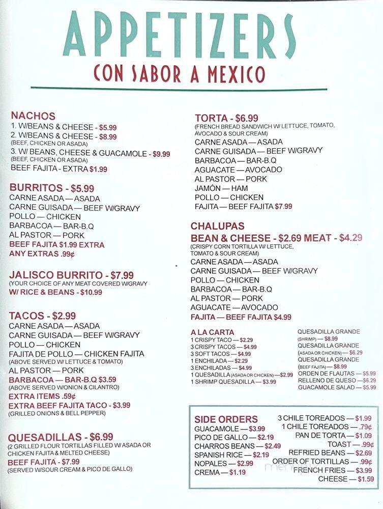 Nuestro Mexico - San Antonio, TX menu_pic