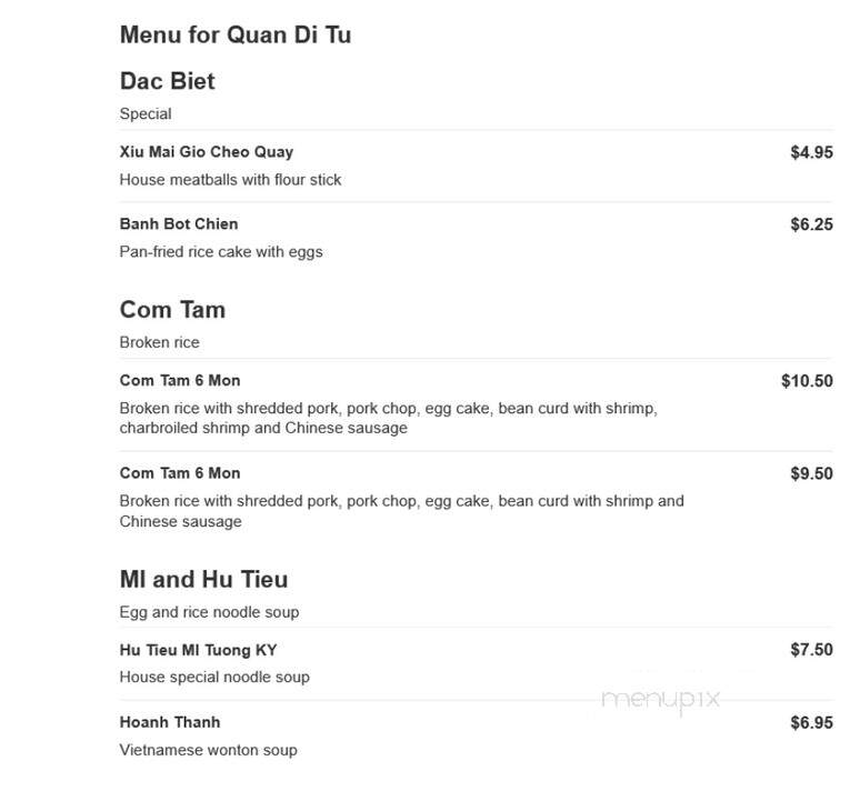 Quan Di Tu - Houston, TX menu_pic