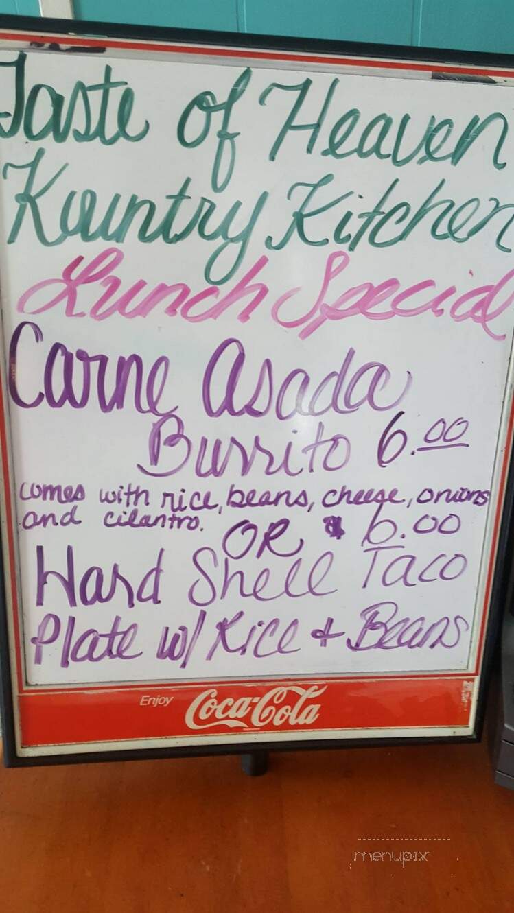 Taste of Heaven - Owyhee, NV menu_pic