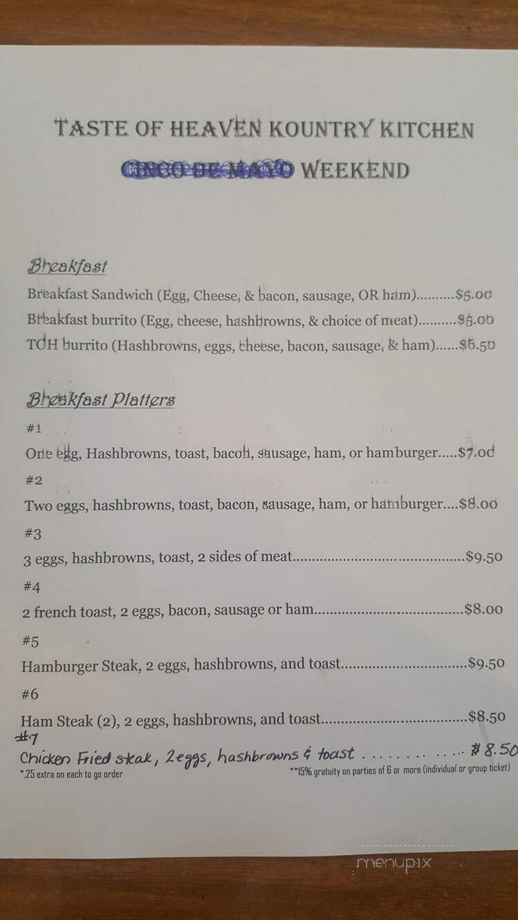 Taste of Heaven - Owyhee, NV menu_pic