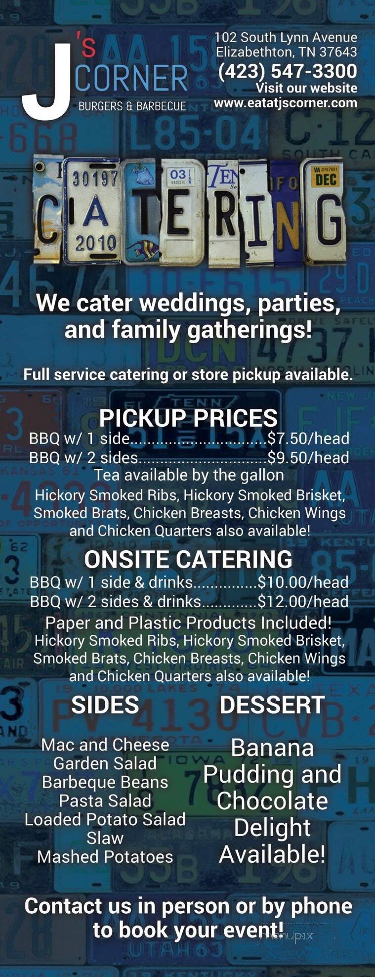 J's Corner - Elizabethton, TN menu_pic