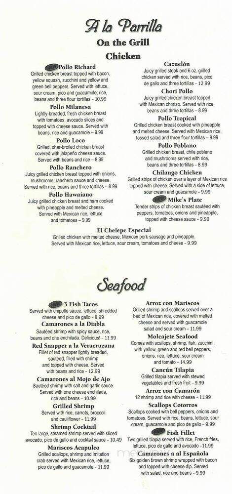 La Hacienda El Asadero - Washington, IN menu_pic