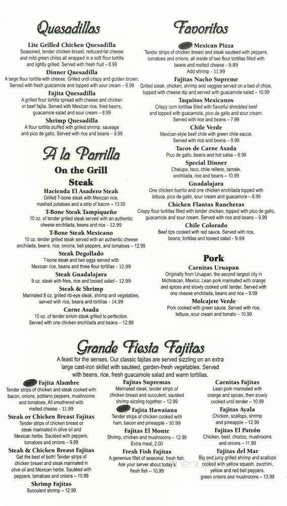 La Hacienda El Asadero - Washington, IN menu_pic