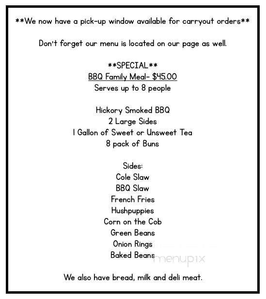Cane Creek Grocery & Grill - Union Mills, NC menu_pic