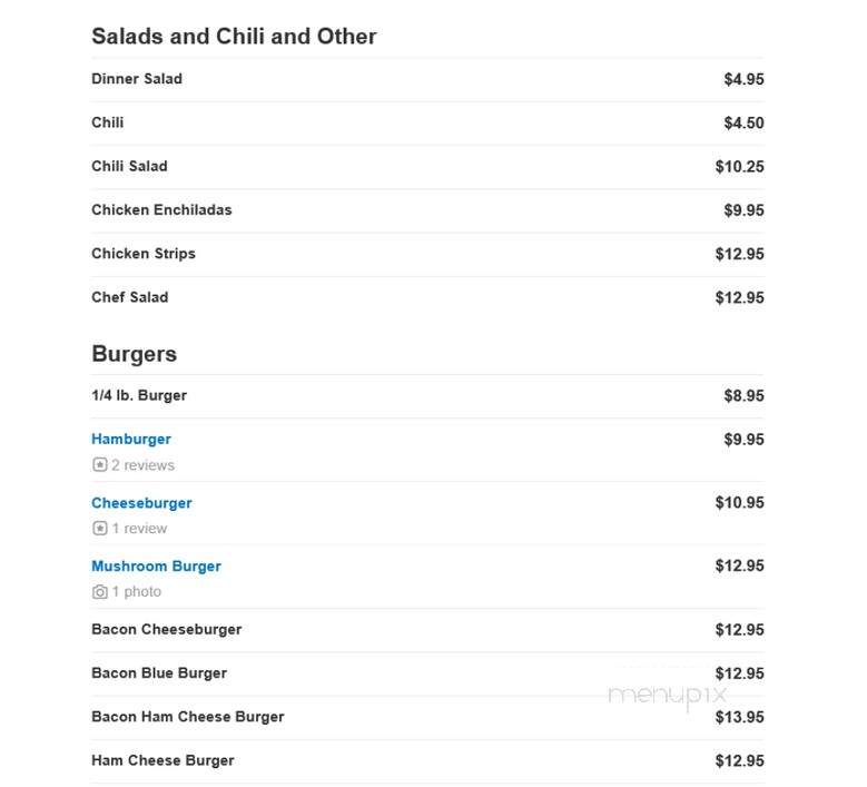 Silver Dollar Bar & Restaurant - Leadore, ID menu_pic