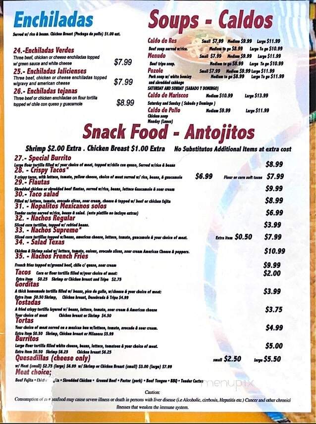 Taqueria Los Jaliscos Mexican - Houston, TX menu_pic