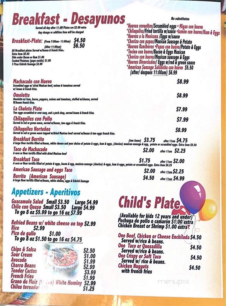 Taqueria Los Jaliscos Mexican - Houston, TX menu_pic