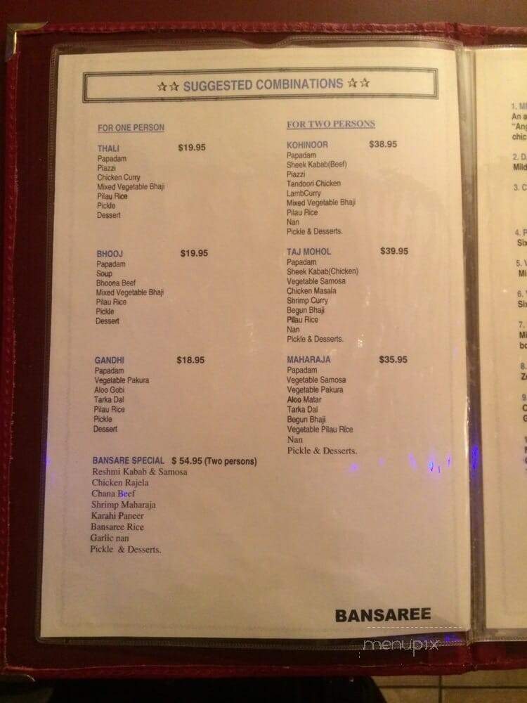 Bansaree Indian Restaurant - Saint Catharines, ON menu_pic
