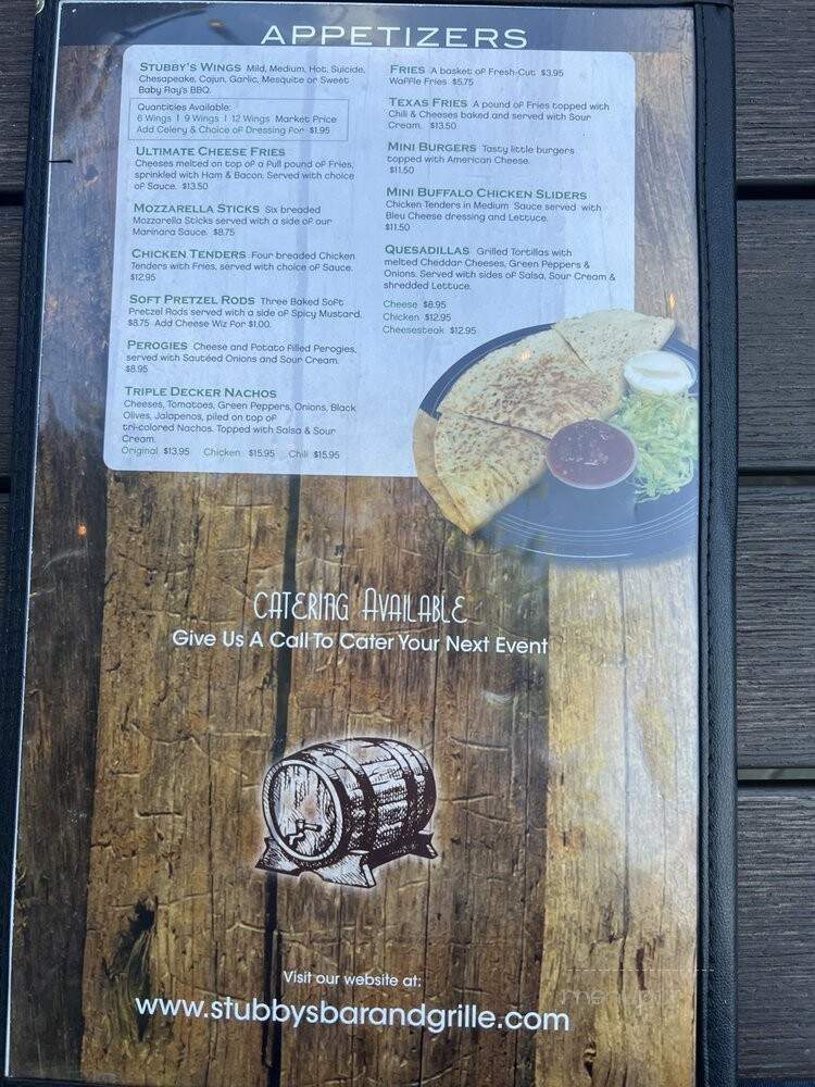 Stubby's Bar & Grille - Lancaster, PA menu_pic