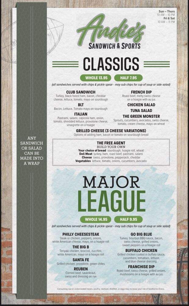 Andie's Sandwiches & Sports - Chewelah, WA menu_pic