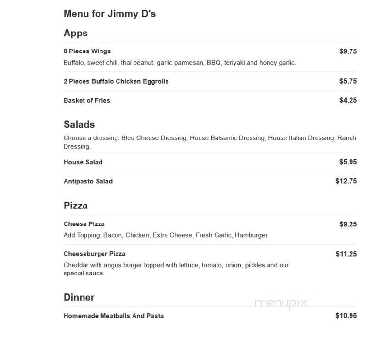 Jimmy D's - Baltimore, MD menu_pic
