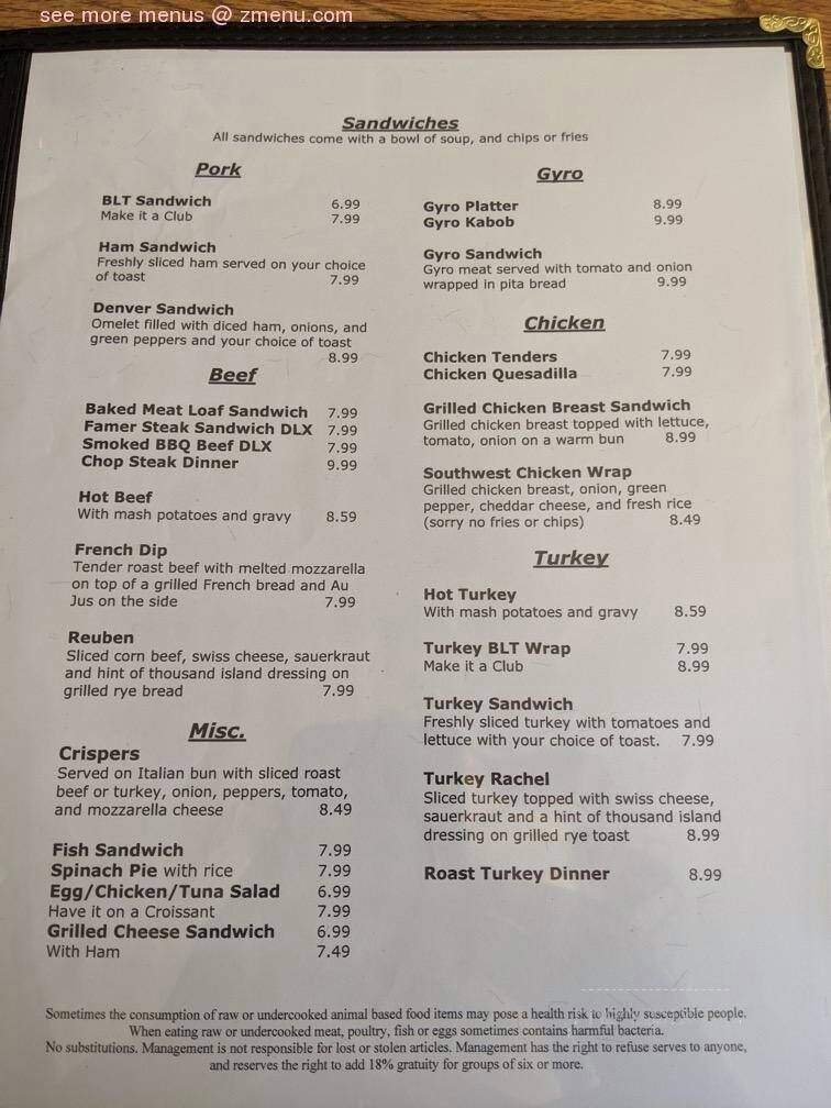 Springwood Restaurant - Kenosha, WI menu_pic