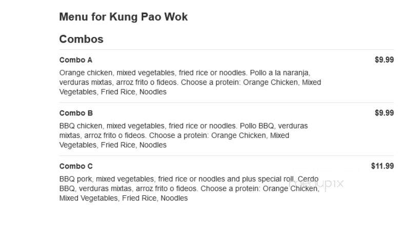 Kung Pao Wok - Charlotte, NC menu_pic