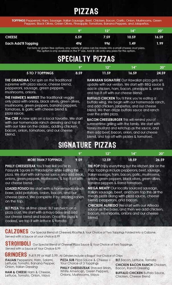 Arkansas River Pizza Company - Pottsville, AR menu_pic