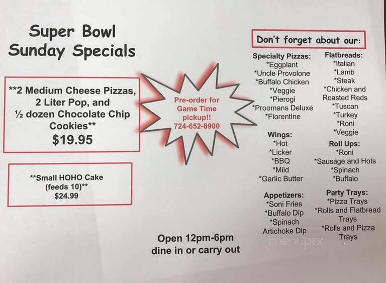 Sonies - New Castle, PA menu_pic