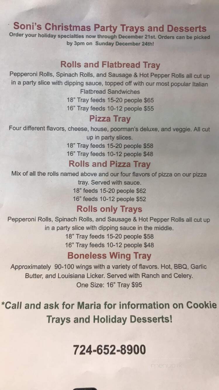 Sonies - New Castle, PA menu_pic