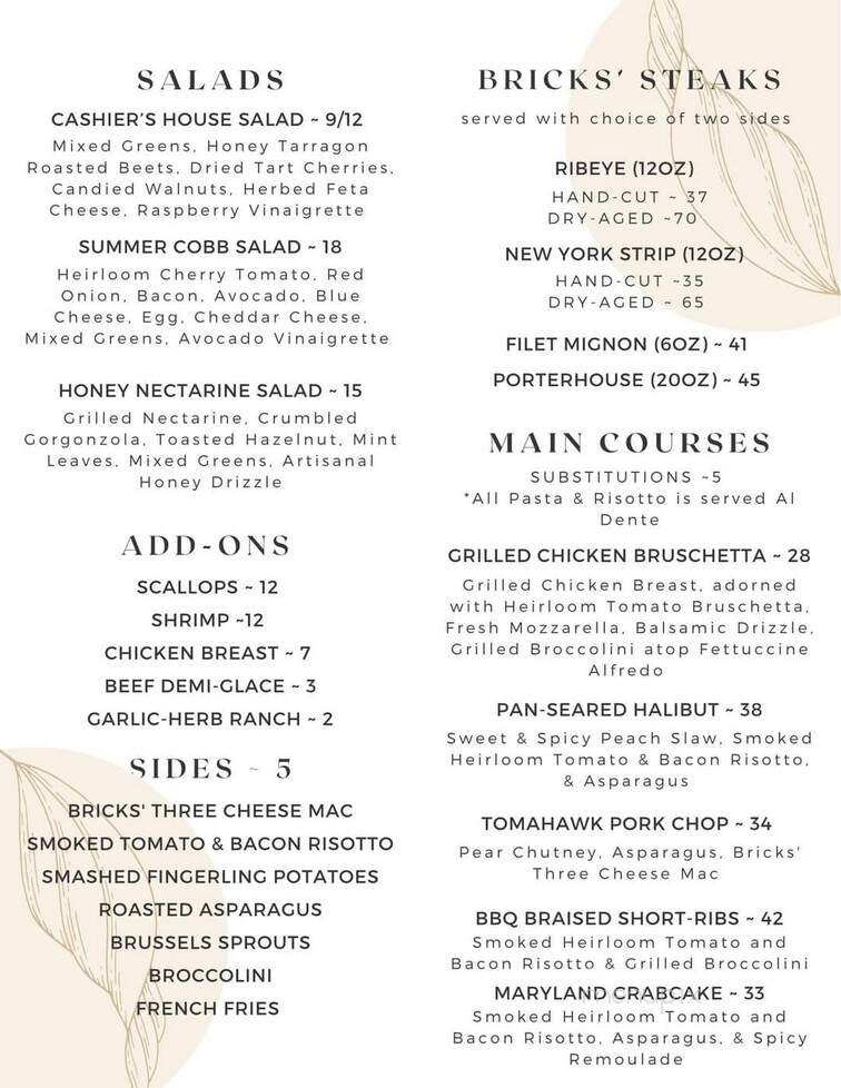 Bricks American Steakhouse - Erie, PA menu_pic