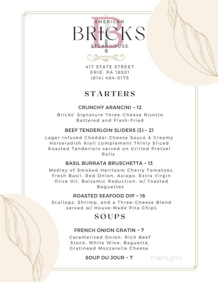 Bricks American Steakhouse - Erie, PA menu_pic