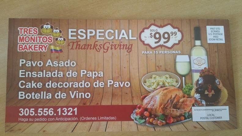 Los Tres Monitos - Hialeah, FL menu_pic