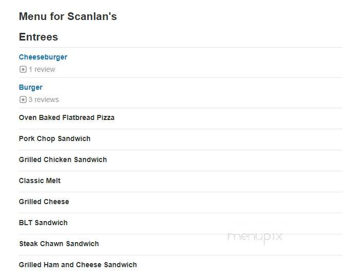 Scanlan's - Rockford, IL menu_pic