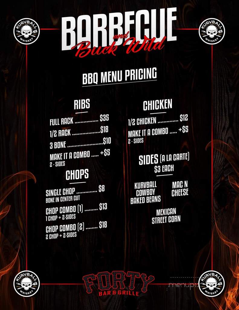 Club Forty - Washington, PA menu_pic