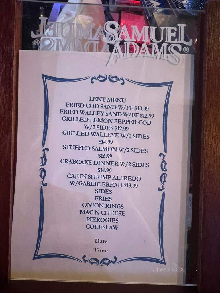 Club Forty - Washington, PA menu_pic