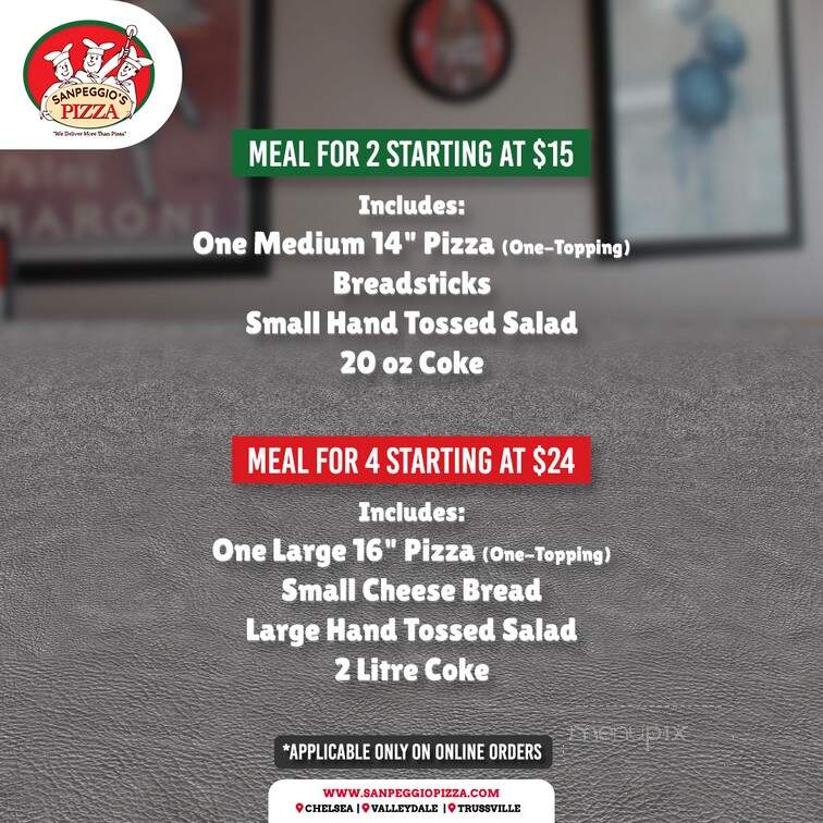 Sanpeggio's Pizza - Chelsea, AL menu_pic