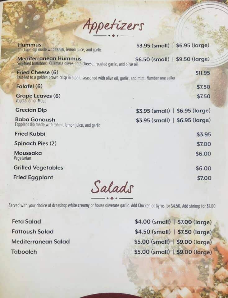 Arzi's Greek & Lebanese Cafe - Denham Springs, LA menu_pic