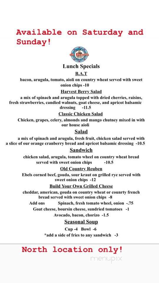 Deboer Cafe & Bakery - Holland, MI menu_pic