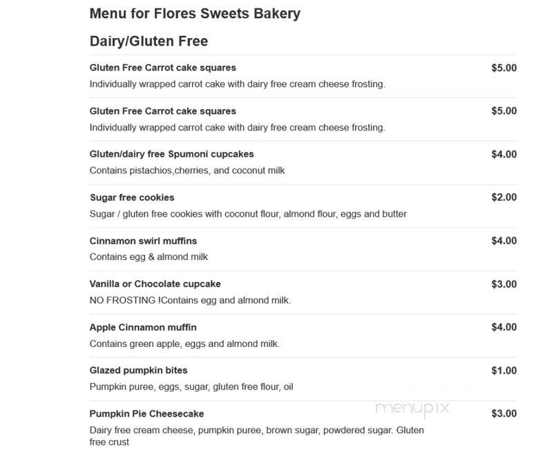 Flores Sweets Bakery - Brooklyn, NY menu_pic