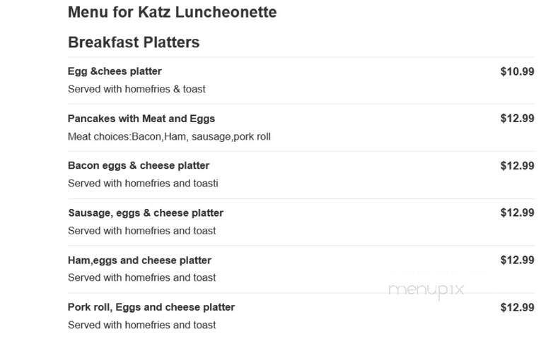 Katz Luncheonette - Highlands, NJ menu_pic