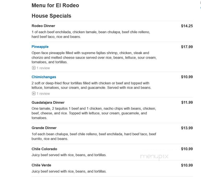 El Rodeo - Mentor, OH menu_pic